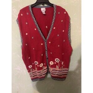 Vtg. Koret City Blues Embroidered Sweater Vest